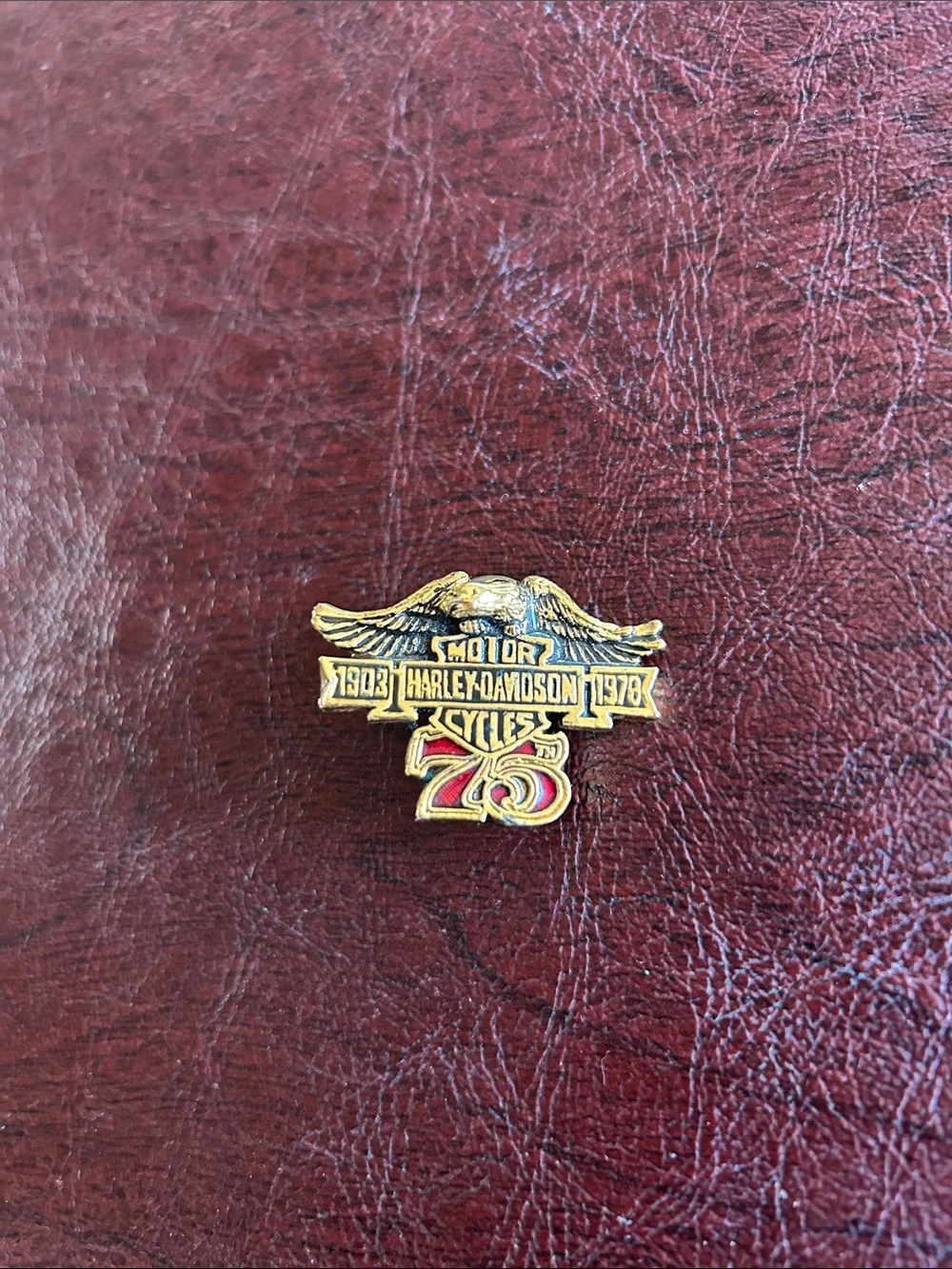 Harley-Davidson Gold and Red 75th Anniversary Eagle Pin